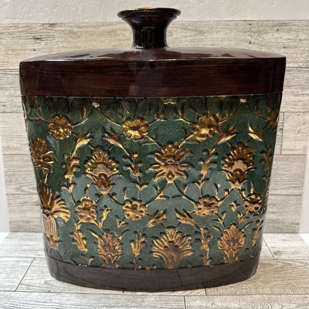 OLD TIME POTTERY Textured Metal Vase 9.5‎ X 11 X 3"